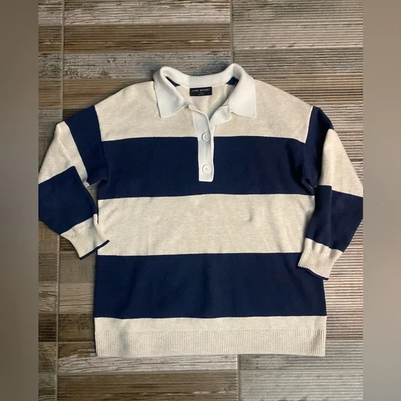 🎁Lane Bryant Navy and Cream Polo Shirt - Picture 2 of 5